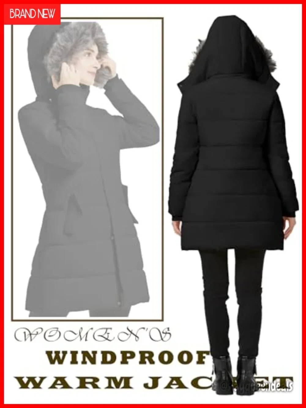 Women's Winter Thicken Puffer Coat with Removable Hood